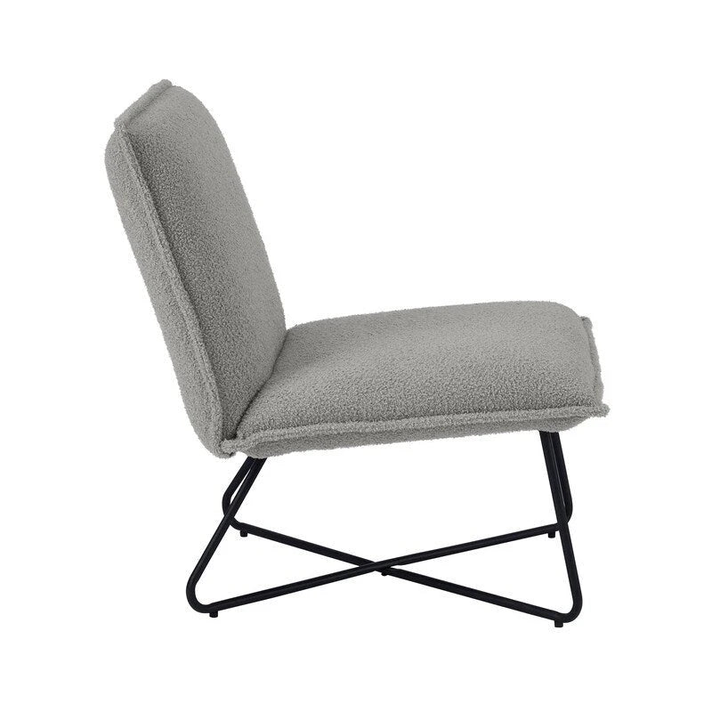 Pillow Accent Chair | Black Stripe Tan Fabric | Metal Wire Base | 26.5W Seat | Modern