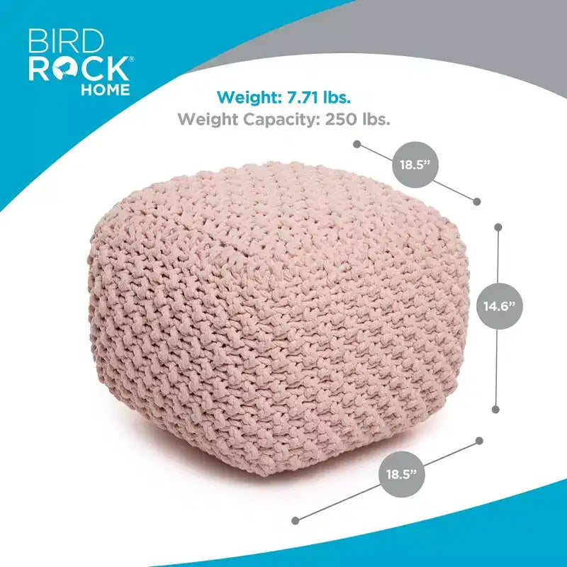 BirdRock Home Square Pouf Foot Stool Ottoman - Dusty Rose