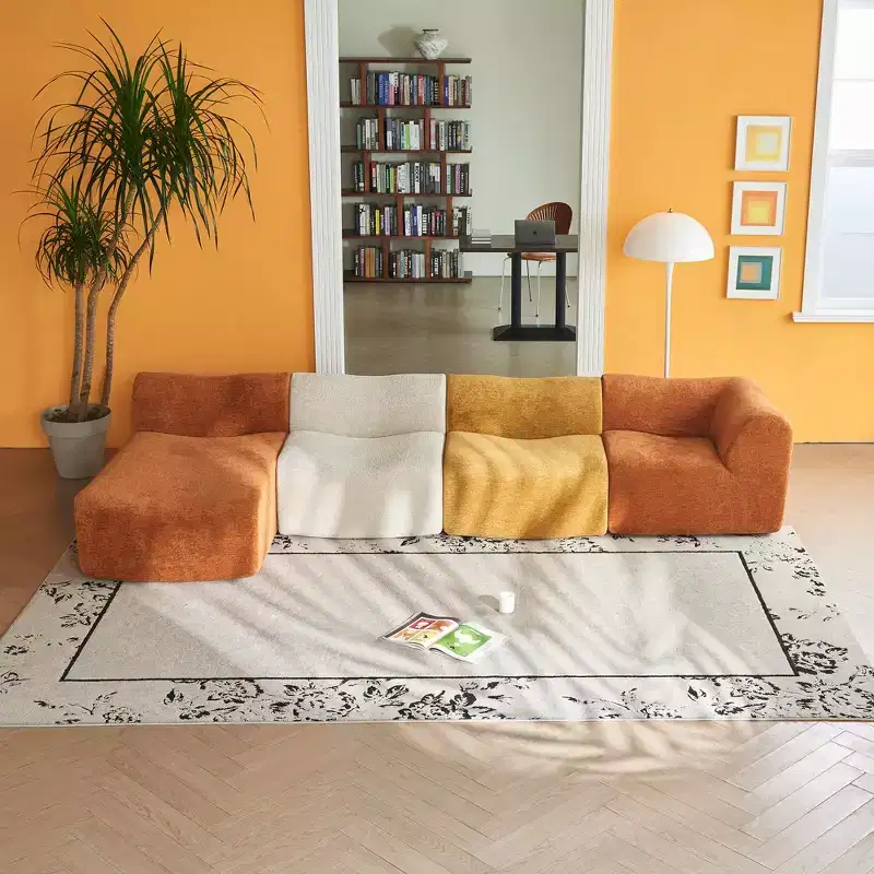 GDFStudio Mirae 129.53'' Modern L-Shaped Velvet Upholstered Modular Sectional Sofa