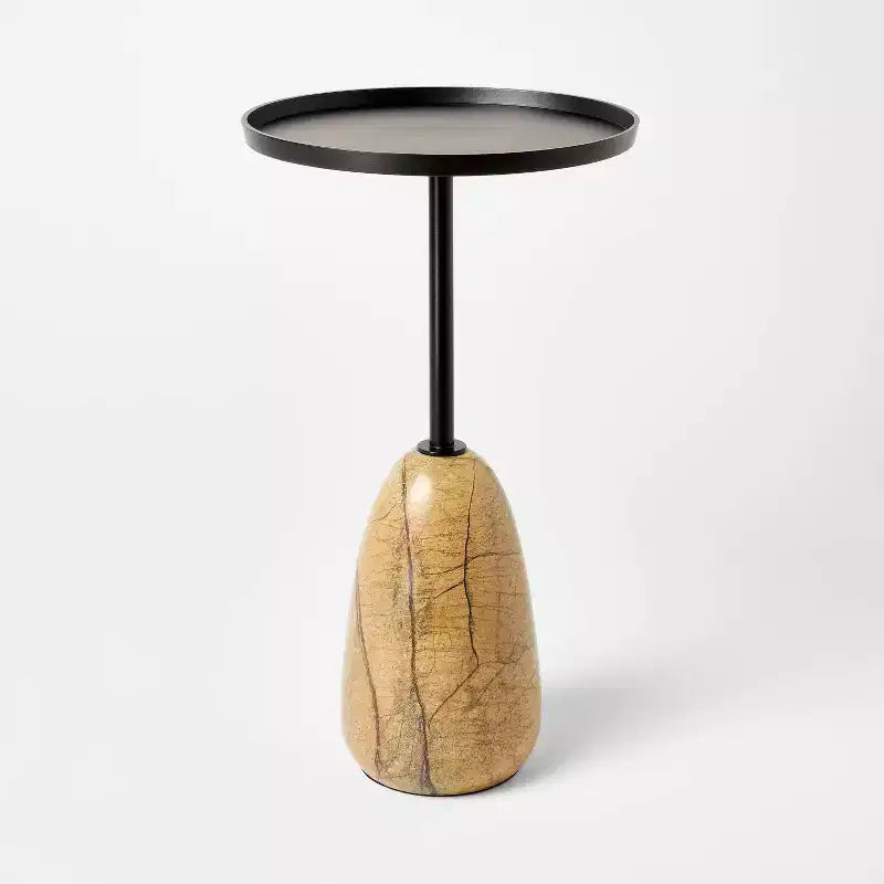 Marble Drink Table with Metal Top