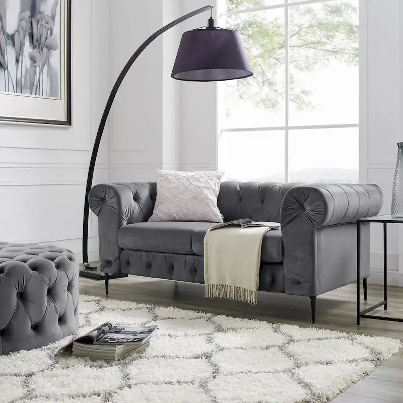 Tufted Velvet Chesterfield Loveseat Sofa