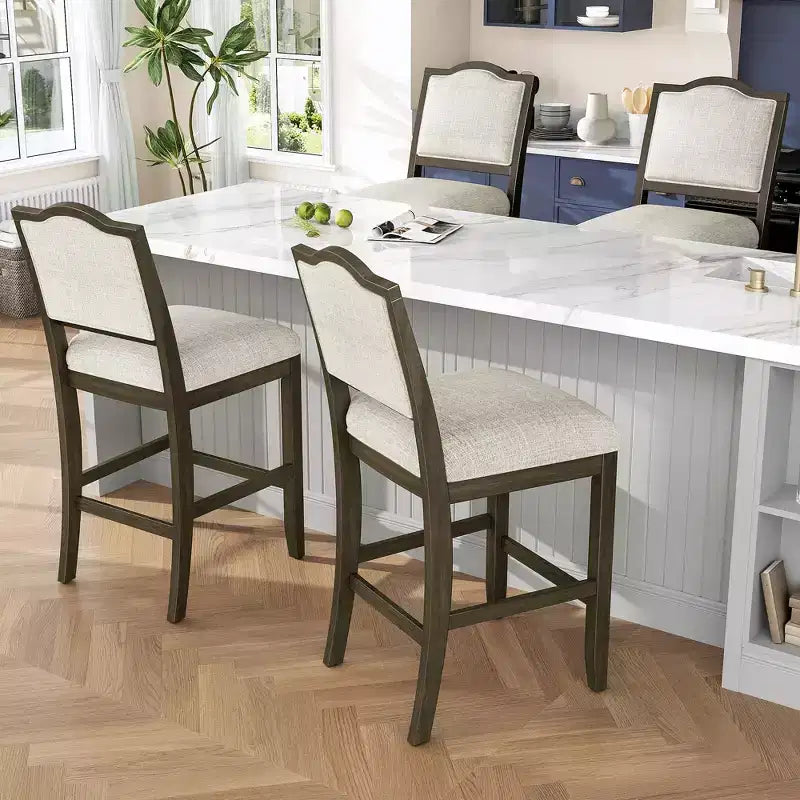 Set of 2 Counter Height Bar Stools with Rustic Design and Ergonomic Support
