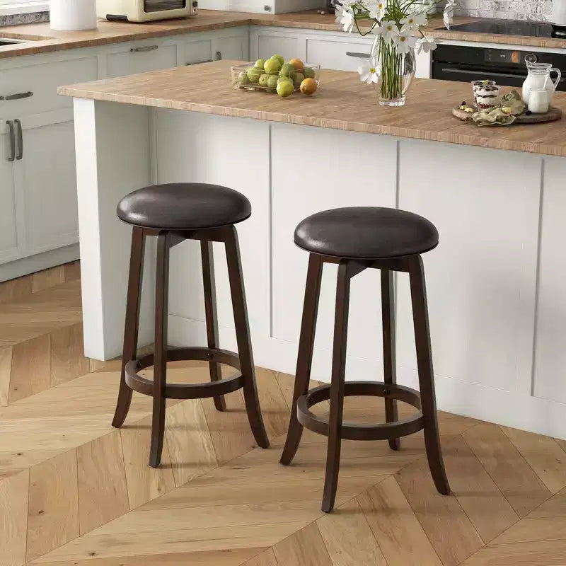 Costway 29 Counter Height Stools Set of 2/4 with 360 Swivel Round Seat & Footrest