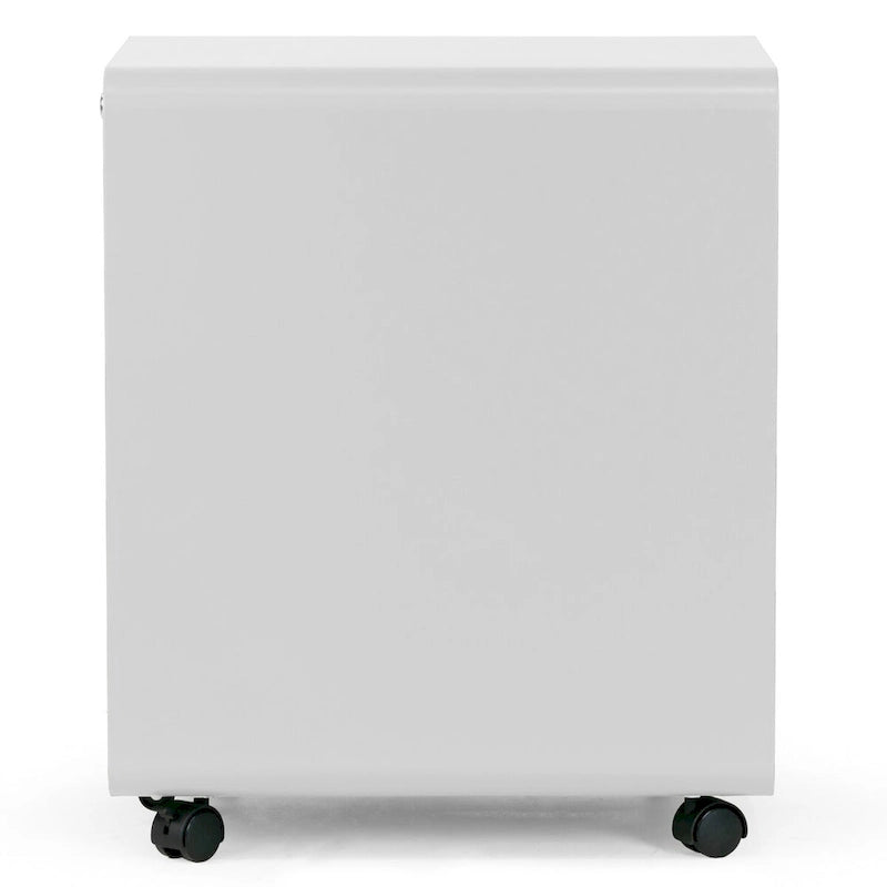 White 3-Drawer File Cabinet with lock and Wheels