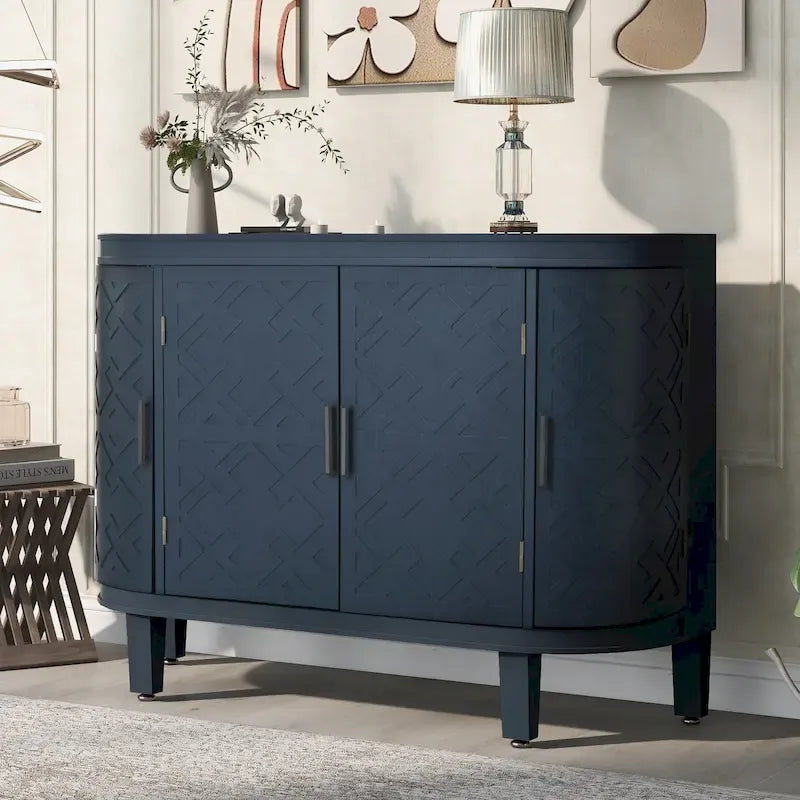 Sideboard Wooden Cabinet with Antique Pattern Doors
