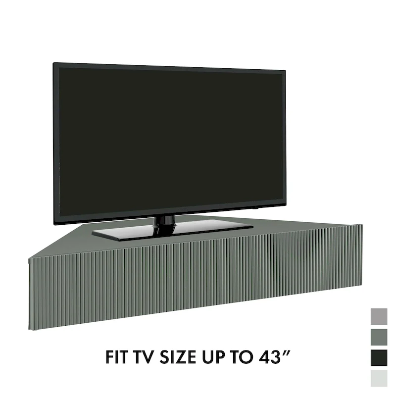 47 Corner Floating TV Stand, 3 Shelves, Transitional Style, Space-Saving Wall Mount