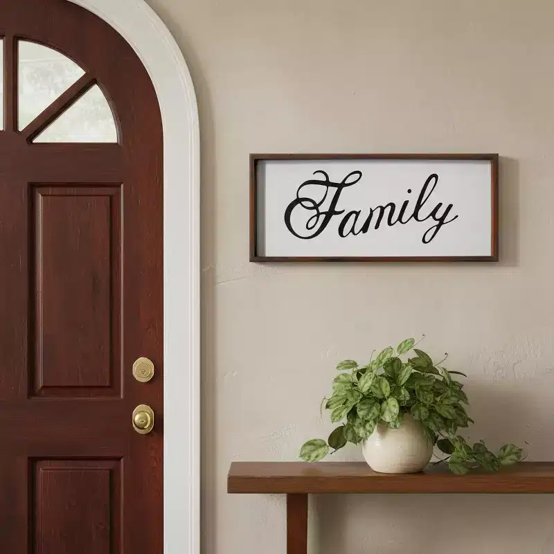 HomeRoots 12 X 28 Brown And White Family Wood Wall Decor