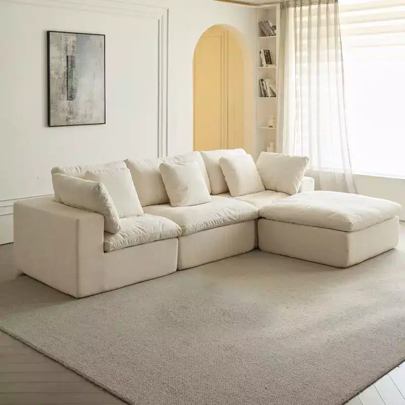 Swtroom 120L-Shaped Boneless Cloud Modular Sectional Sofa, 35D High-Density Foam with Extra-Wide Armrests, Compression Sectional Couches