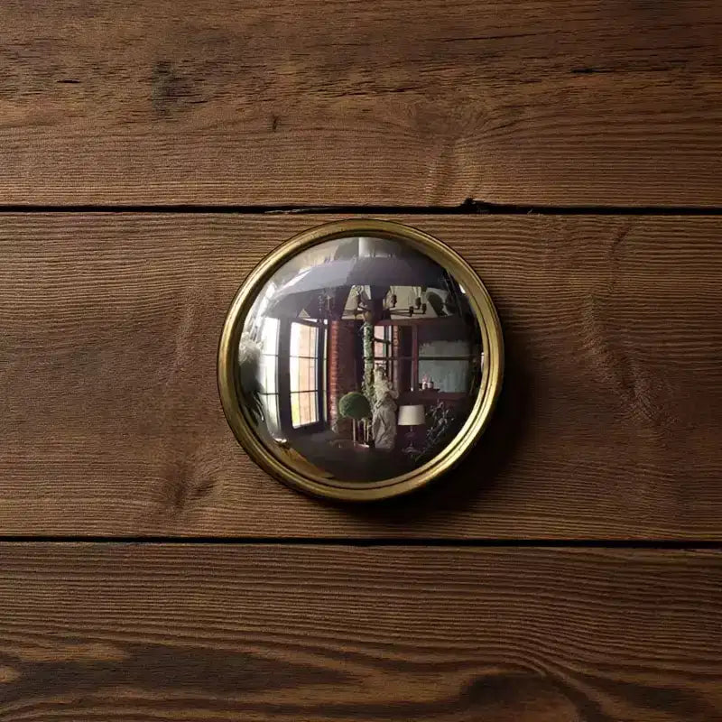 Slickblue Bull Convex Mirror Gold Leaf Metal Frame Decorative Mirror for Walls or Tabletop - X-Small/Small