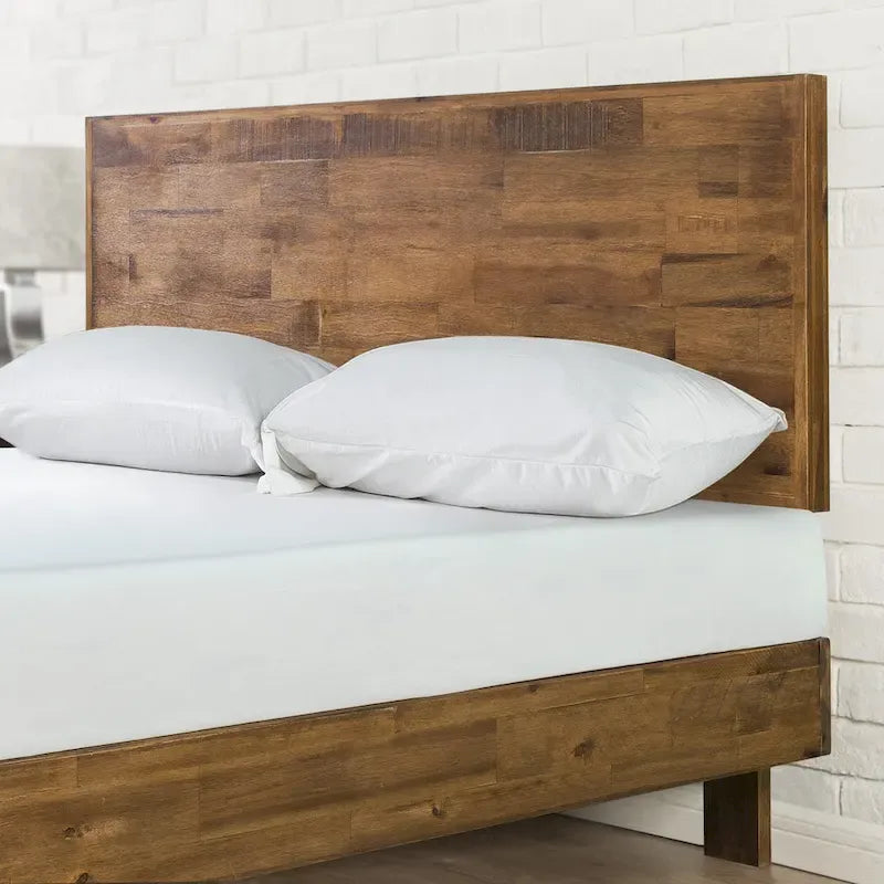 Solid Wood Platform Bed Frame with Adjustable Headboard