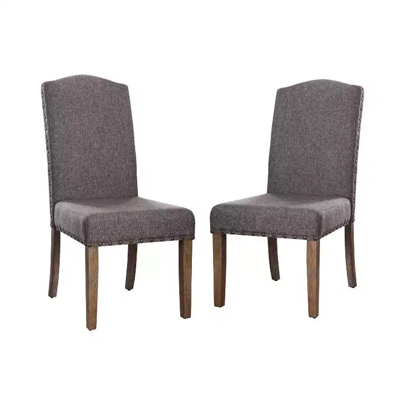 Set of 2 Silva Cushioned Wood Dining Chair Gray - HOMES: Inside + Out: Nailhead Trim, Polyester Upholstery