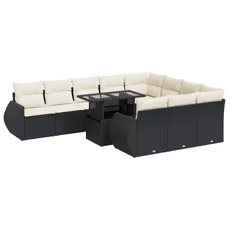 vidaXL Garden Sofa Set Black