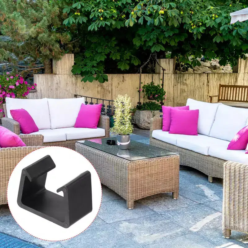 Unique Bargains Sofa Rattan Furniture Clamps Fixed Connection Chair Fasteners Clips Black