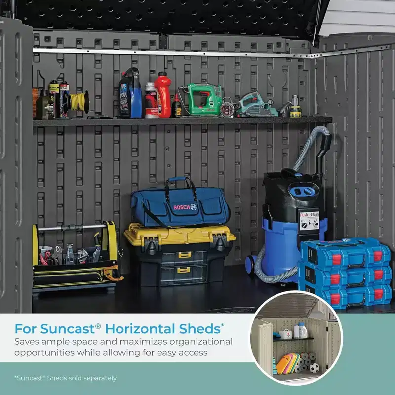 2-Pack Shed Wall Shelf Kit – Resin, 50 lb Capacity Each, Horizontal & XL Vertical Shed Compatible