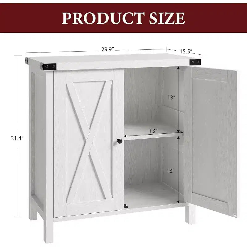 2Piece Farmhouse 2-Door Accent Console Cabinet with Adjustable Shelves  Sideboard for Living Room, Dining Room, Hallway