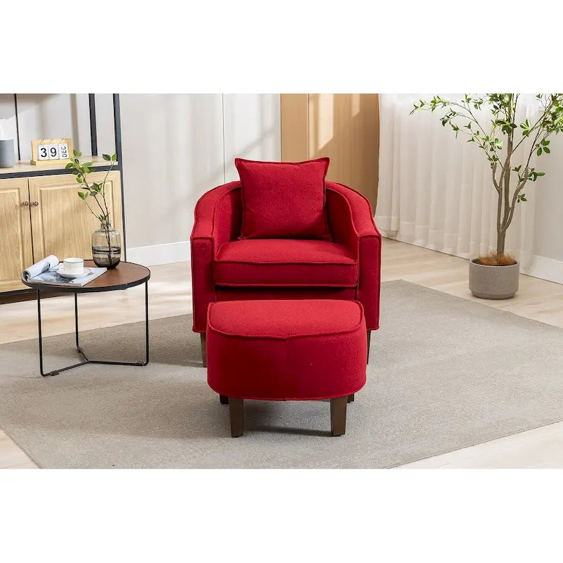 Mid-Century Modern Club Accent Chair with Tufted Back and Round Arms