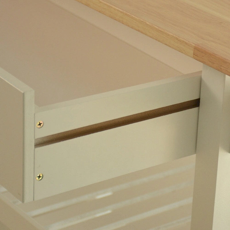 Rolling Kitchen Cart with Natural Wood Top 2 Open Shelves and Towel Rack