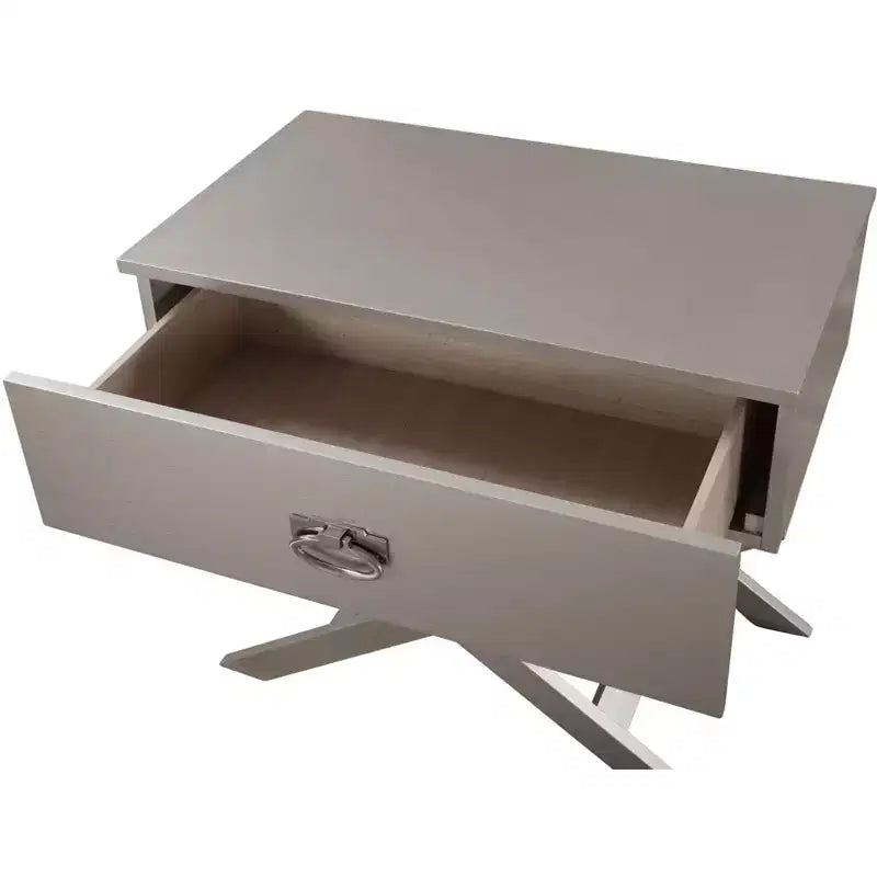 X Frame 1-Drawer Nightstand with Textured Drawer Front