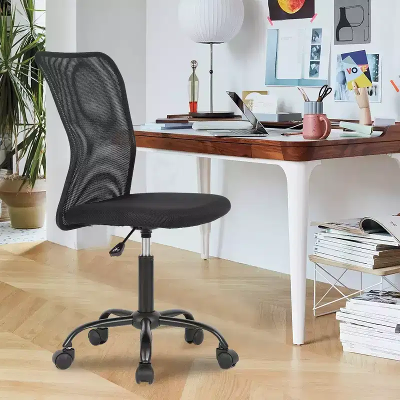 Mid-Back Armless Mesh Office Chair with Lumbar Support, Adjustable Height, 250 lb