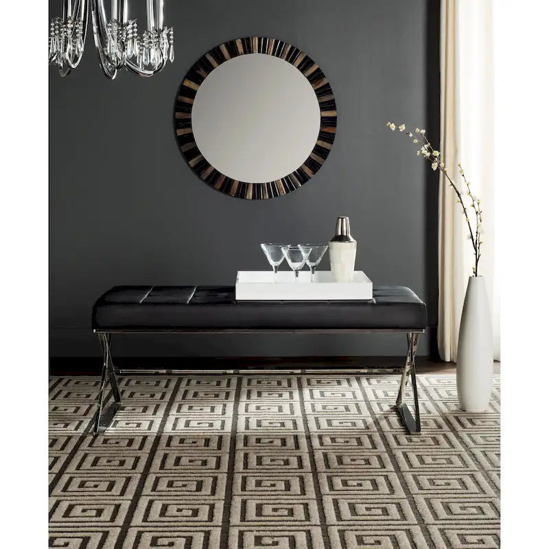 SAFAVIEH Lorayne Modern Glam Tufted Grey Bench - 43Wx18Dx18H