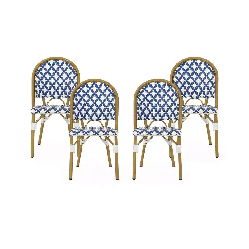 Christopher Knight Home Baron Bistro Chairs with Woven Rattan and Aluminum Frame (Set of 4)