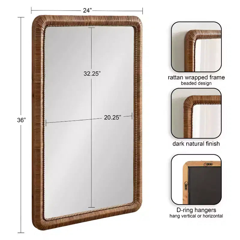 Kate and Laurel Rahfy Beaded Rectangle Framed Mirror