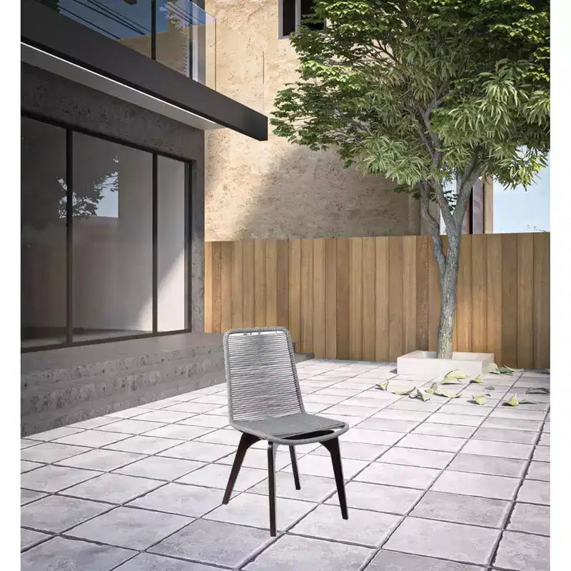 HomeRoots Set of Two 18 Silver Solid Wood Outdoor Dining Chair