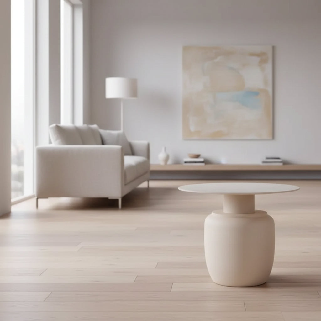 Tall Ceramic Side Table - Beige