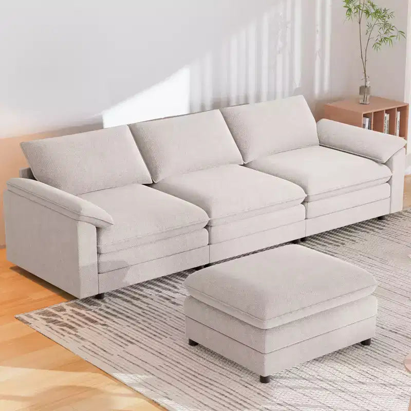 117 L-Shape Sectional Sofa with Storage Ottoman, 3-Seat