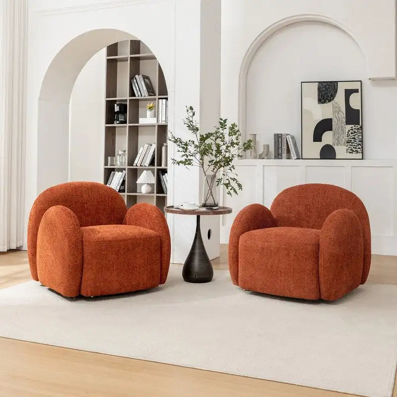 Modern Glam Boucle Upholstered Swivel Accent Armchair with 360 Degree Swivel Base