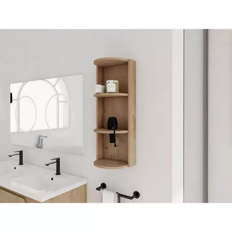 3-Tier Bathroom Corner Shelf with Hair Dryer Holder