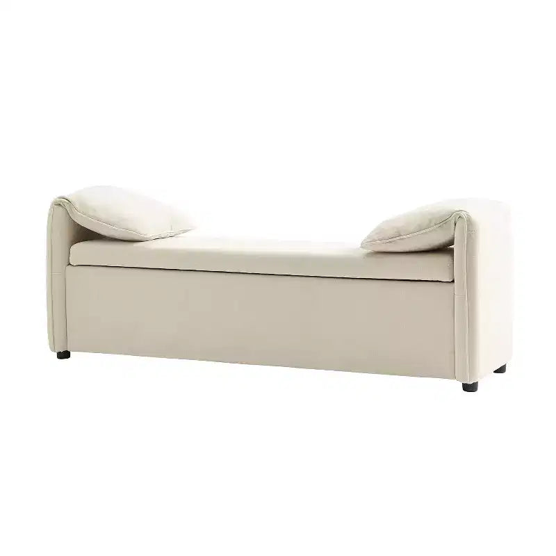 Storage Bench with Elephant Ear Pillows, 61 Wide, 400 lbs Capacity