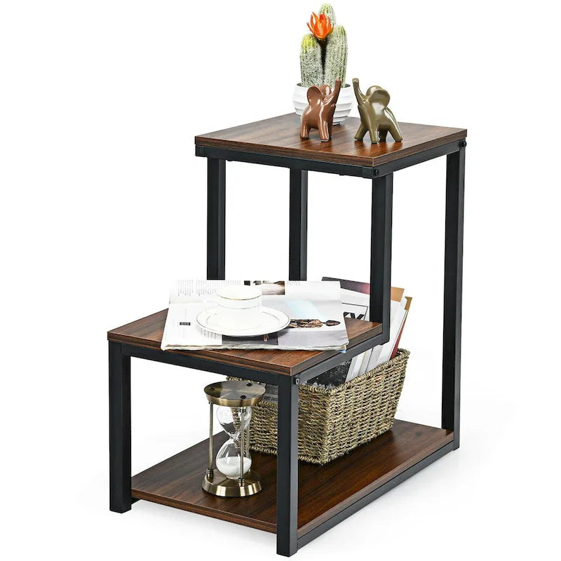 3-Tier End Table Side Table Night Stand with Storage Shelf