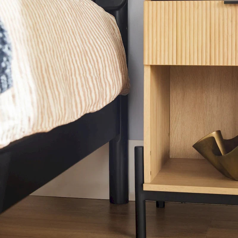 Slatted Headboard Modern King Platform Bed Frame - Wood Slat Support, No Box Spring Needed