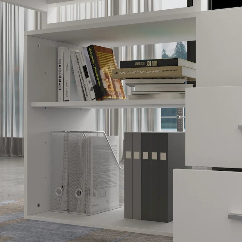 55-inch L Shaped Office Computer Desk with Drawers