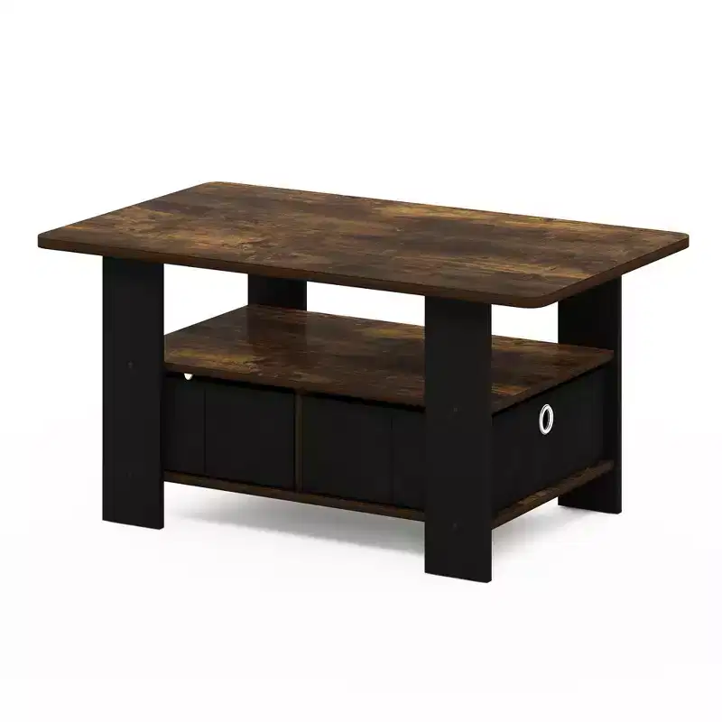 HOMLUX 31 Coffee Table Modern Living Room Furniture with Storage Bin Drawer & Open Shelf