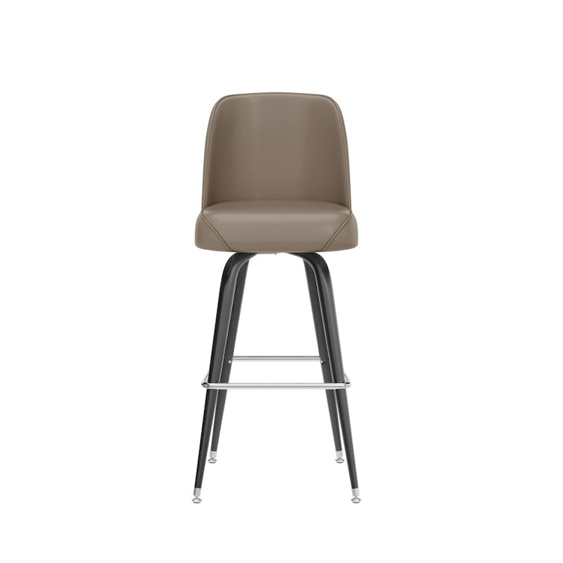 2-Pack Metal Barstools with Swivel Vinyl Bucket Seat & Footrest
