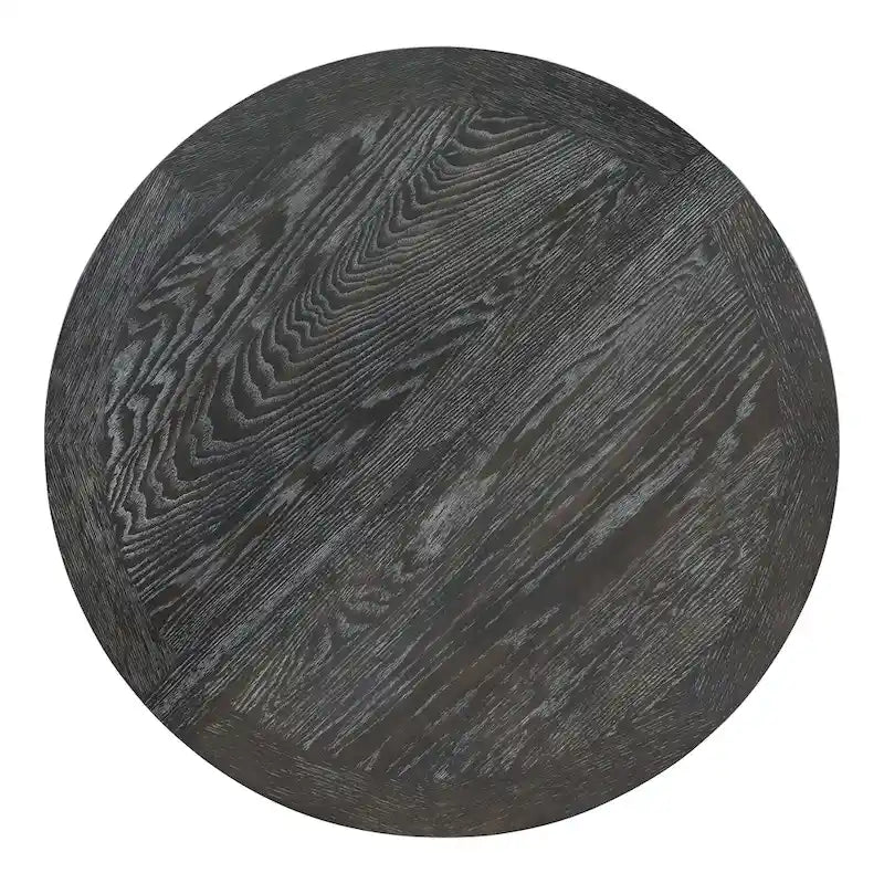 Black Wooden Dining Table with Extendable Round Table & 4 Chairs