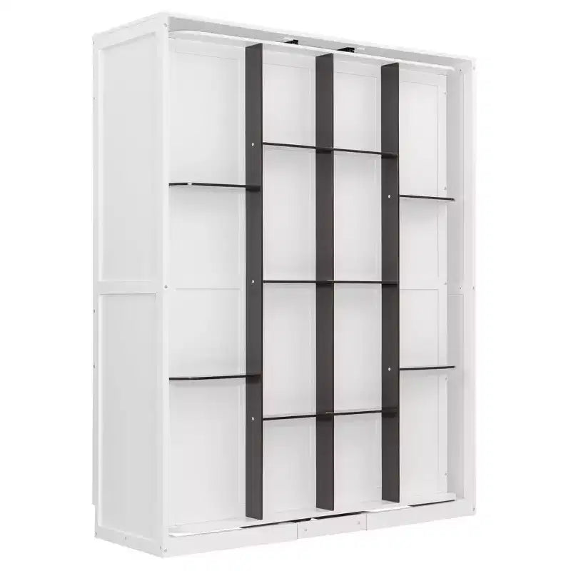 Queen Size Murphy Bed with Rotatable Storage Shelves