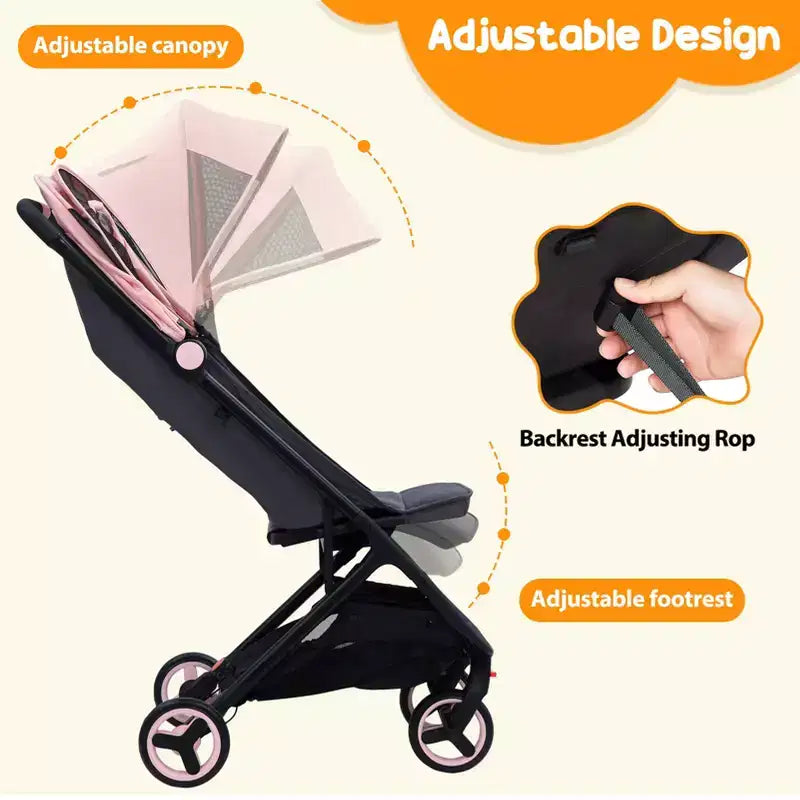 Compact Triple-Fold Baby Stroller with Canopy
