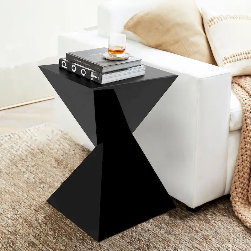 Acrylic Accent End Table with Geometric Design, Indoor & Outdoor Use