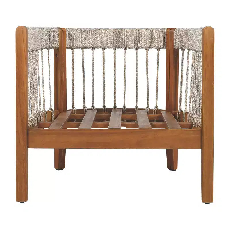 TUYOHW Patio Accent Chairs with Handwoven Rope Frame,1-Piece,Upholstered Outdoor Armchair Acacia Club Chair for Backyard&Garden,400lbs Capacity