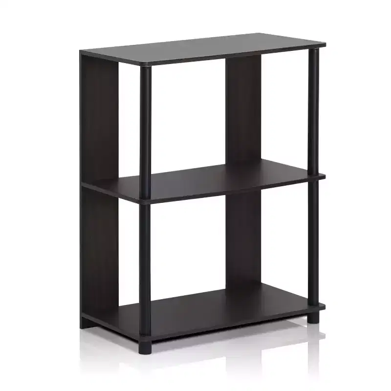 Furinno 3-Shlef Open Bookshelf Corner Display Rack Living Room Home Office,Walnut