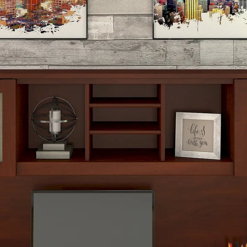 Espresso-style oak office wall cabinet (wall cabinet only)