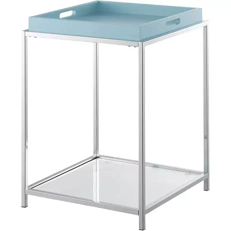 End Table, Blue Metal, Rectangle, 24