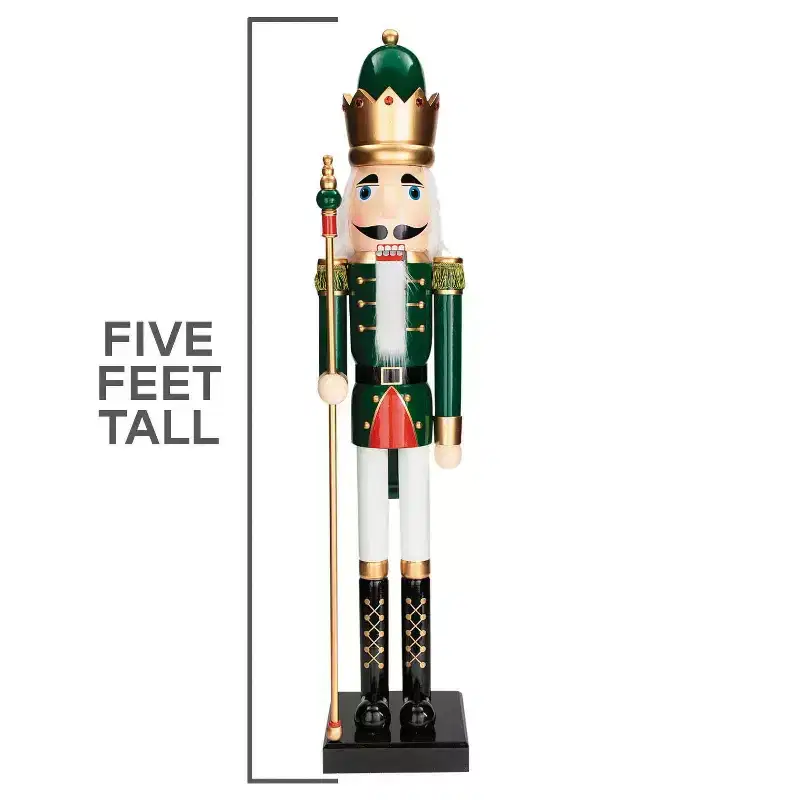 Fun Express Giant Classic Wood Holiday Nutcracker with Scepter, 5 Ft