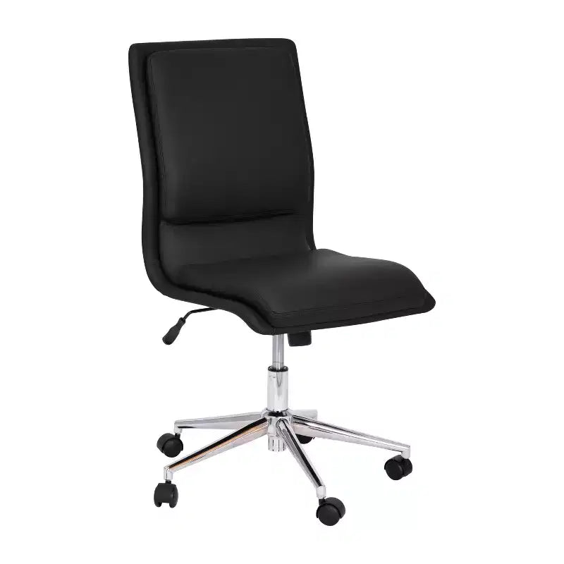 Mid-Back Armless Swivel Task Office Chair Bonded Leather Adjustable Metal Base