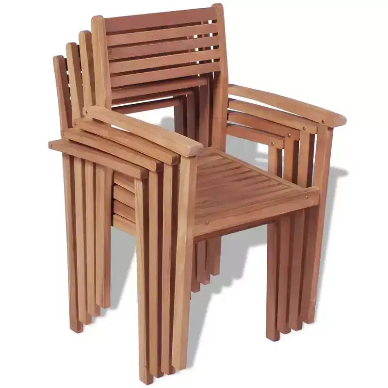 vidaXL Stackable Patio Chairs - Set of 4 | Built from Solid Teak Wood | Suitable for Homes, Offices, and Outdoor Spaces
