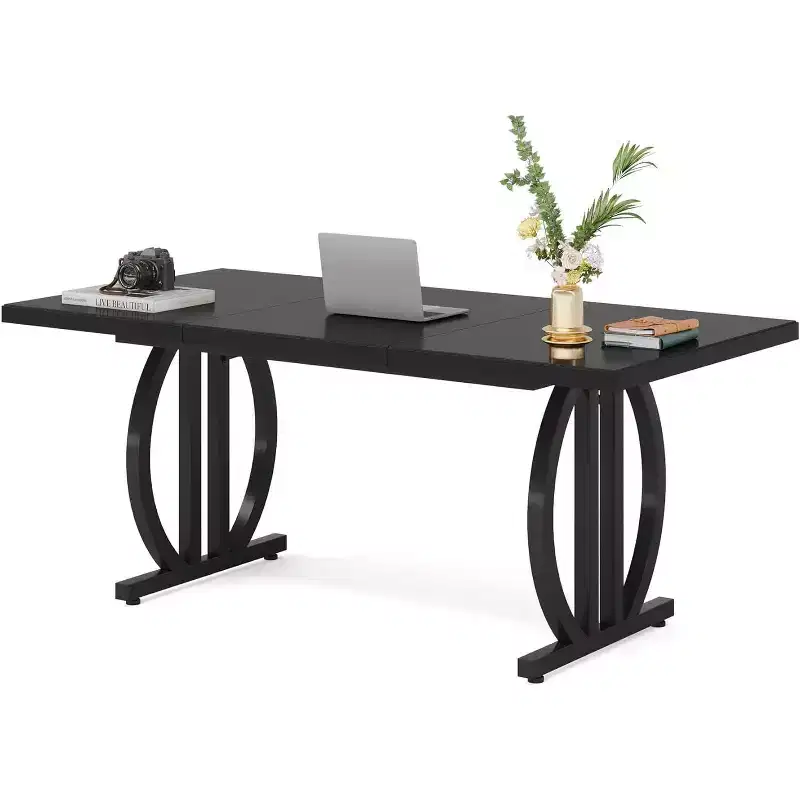 Modern Executive Computer Desk, MDF Top & Metal Frame, 350 lb Capacity