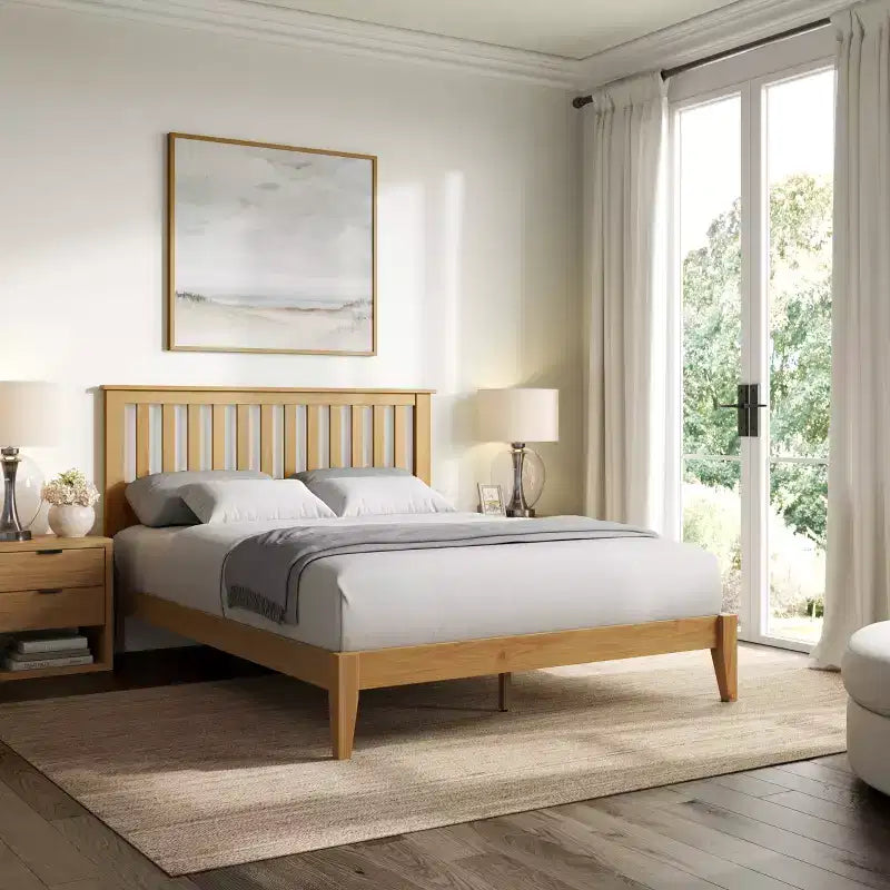 GDFStudio Fenn Mission Wooden Panel Bed with Headboard